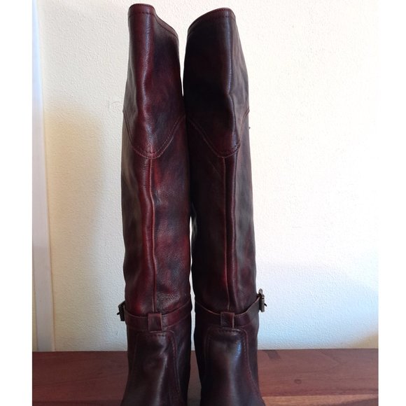 women's Frye dark brown leather knee high boots sz 7 made in Spain - Picture 6 of 13